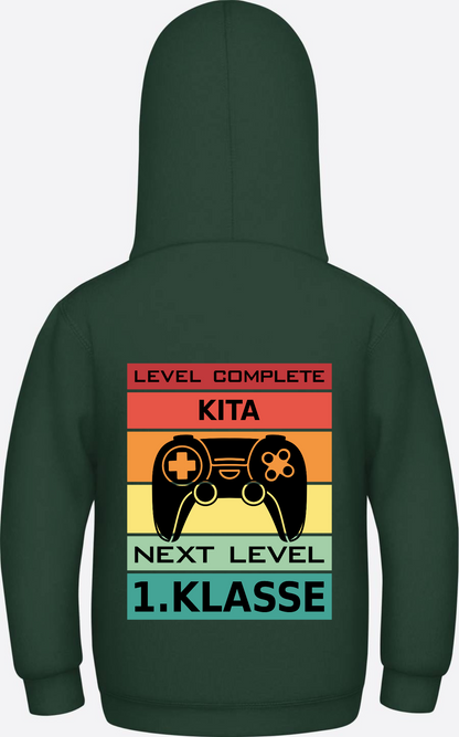 Kinder Hoodie Einschulung: Next Level 1. Klasse mit Name - Bottle Green