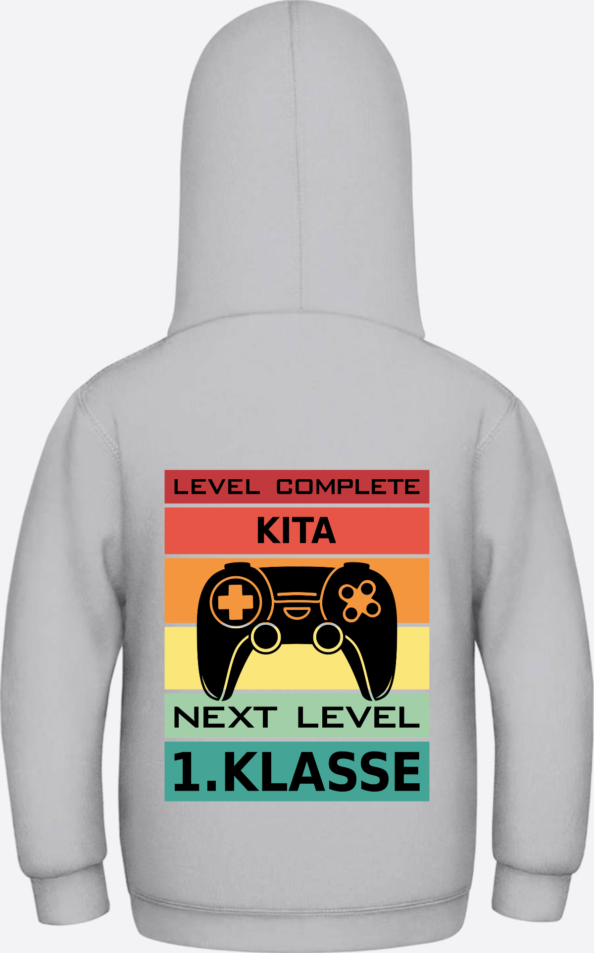 Kinder Hoodie Einschulung: Next Level 1. Klasse mit Name - Heather Grey