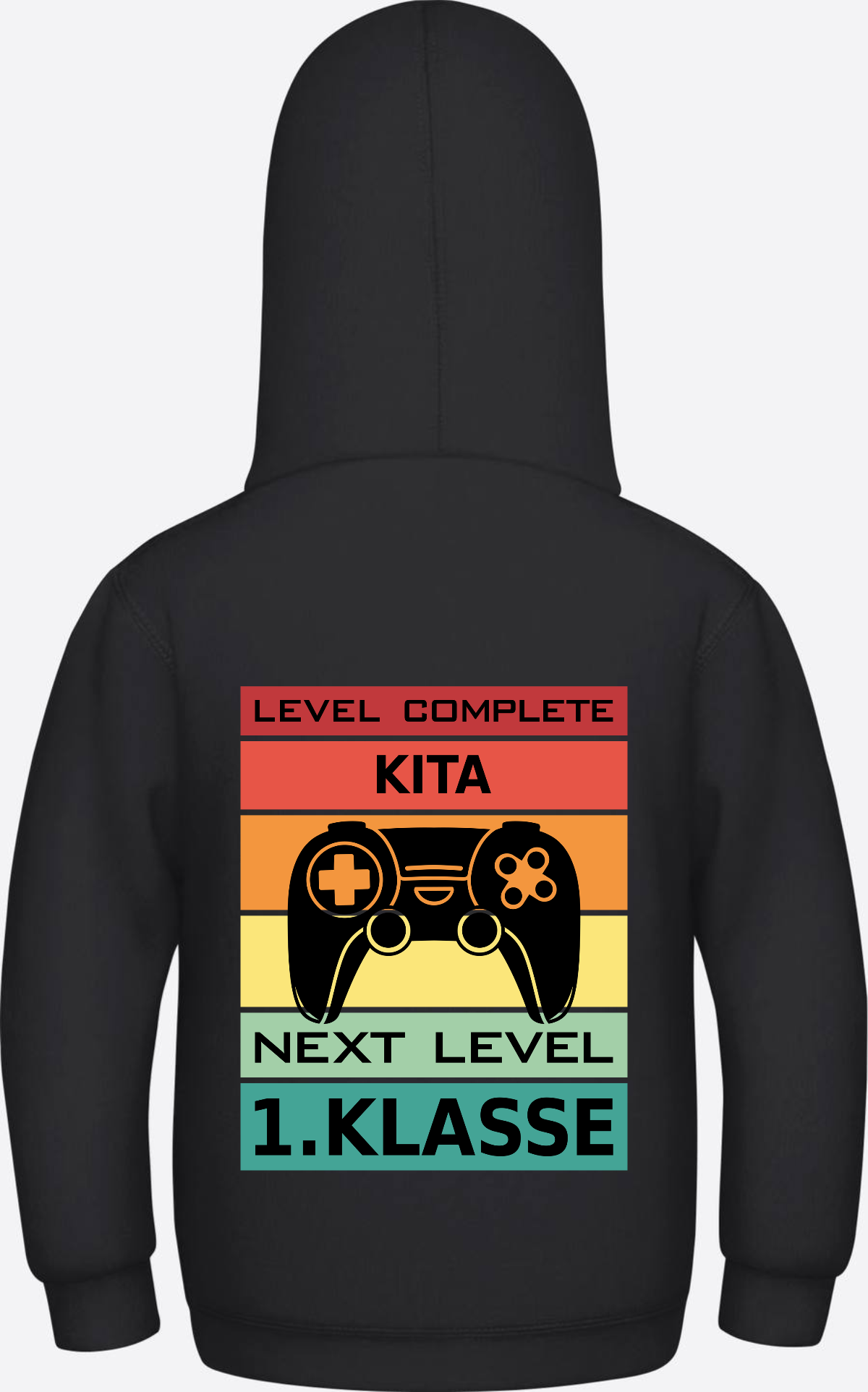 Kinder Hoodie Einschulung: Next Level 1. Klasse mit Name - Jet Black