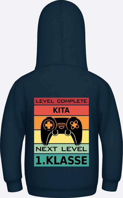Kinder Hoodie Einschulung: Next Level 1. Klasse mit Name - New French Navy