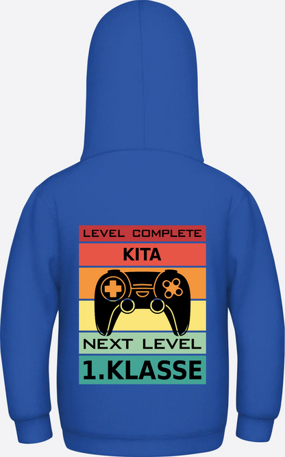 Kinder Hoodie Einschulung: Next Level 1. Klasse mit Name - Royal Blue