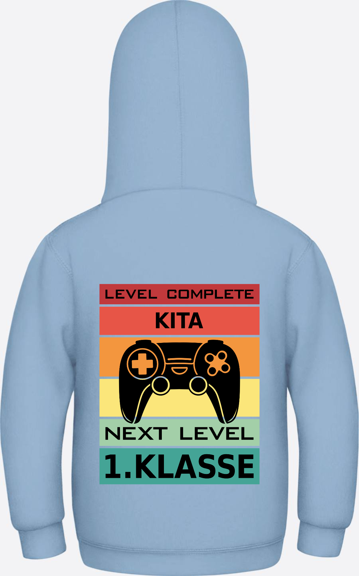 Kinder Hoodie Einschulung: Next Level 1. Klasse mit Name - Sky Blue