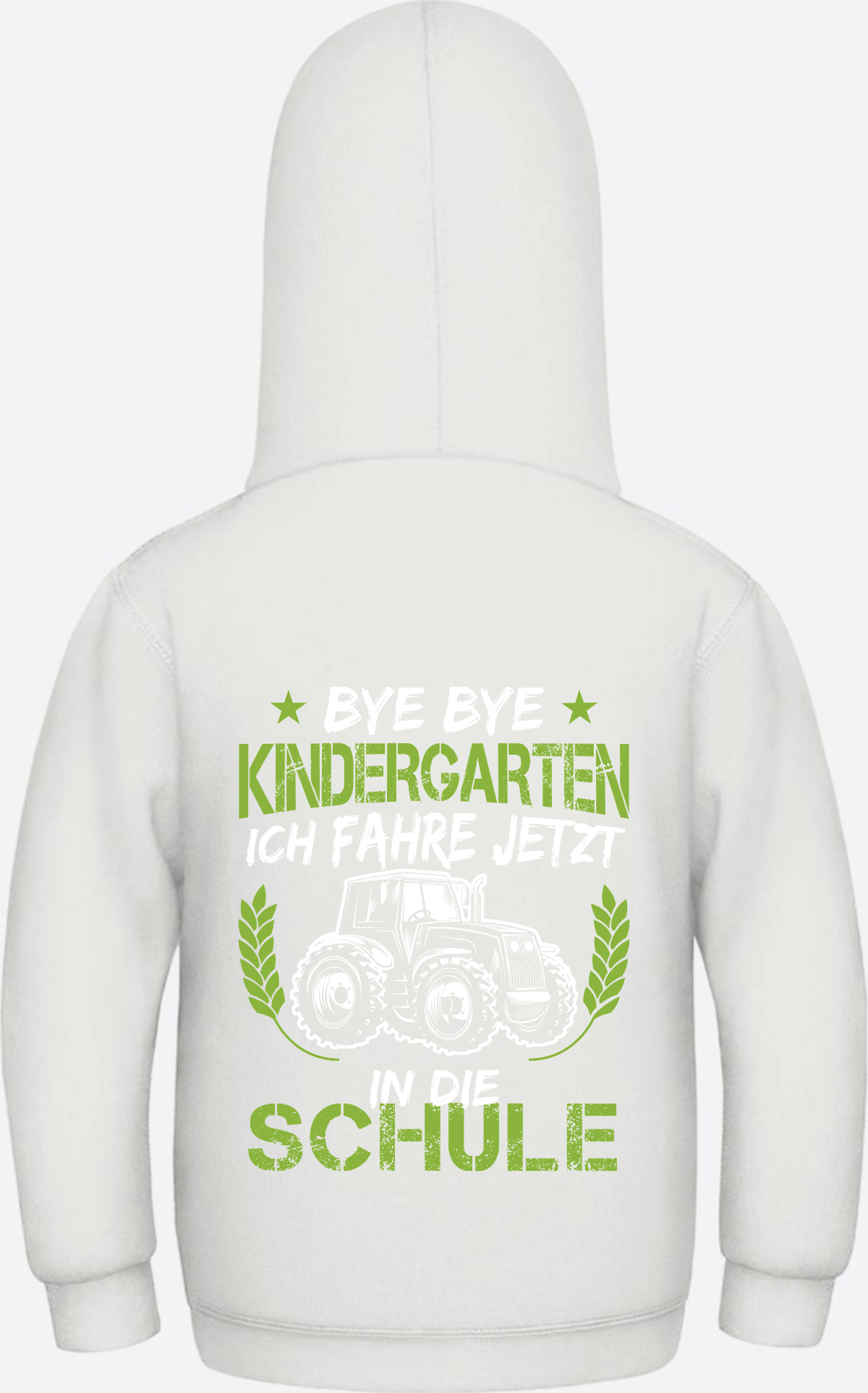 Kinder Hoodie Einschulung Traktor – Bye Bye Kindergarten - Ash