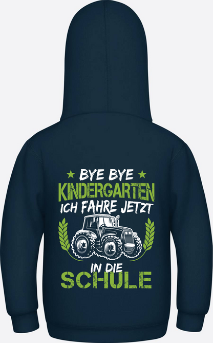 Kinder Hoodie Einschulung Traktor – Bye Bye Kindergarten - New French Navy