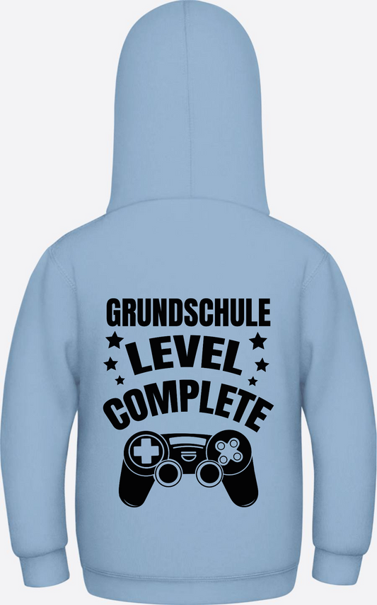 Kinder Hoodie: Grundschule Level Complete – Personalisiert - Sky Blue