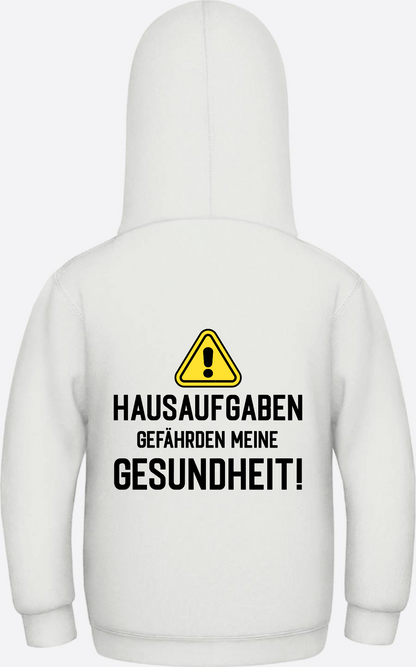 Kinder Hoodie Hausaufgaben Warnschild – Geschenk zur Einschulung - Ash