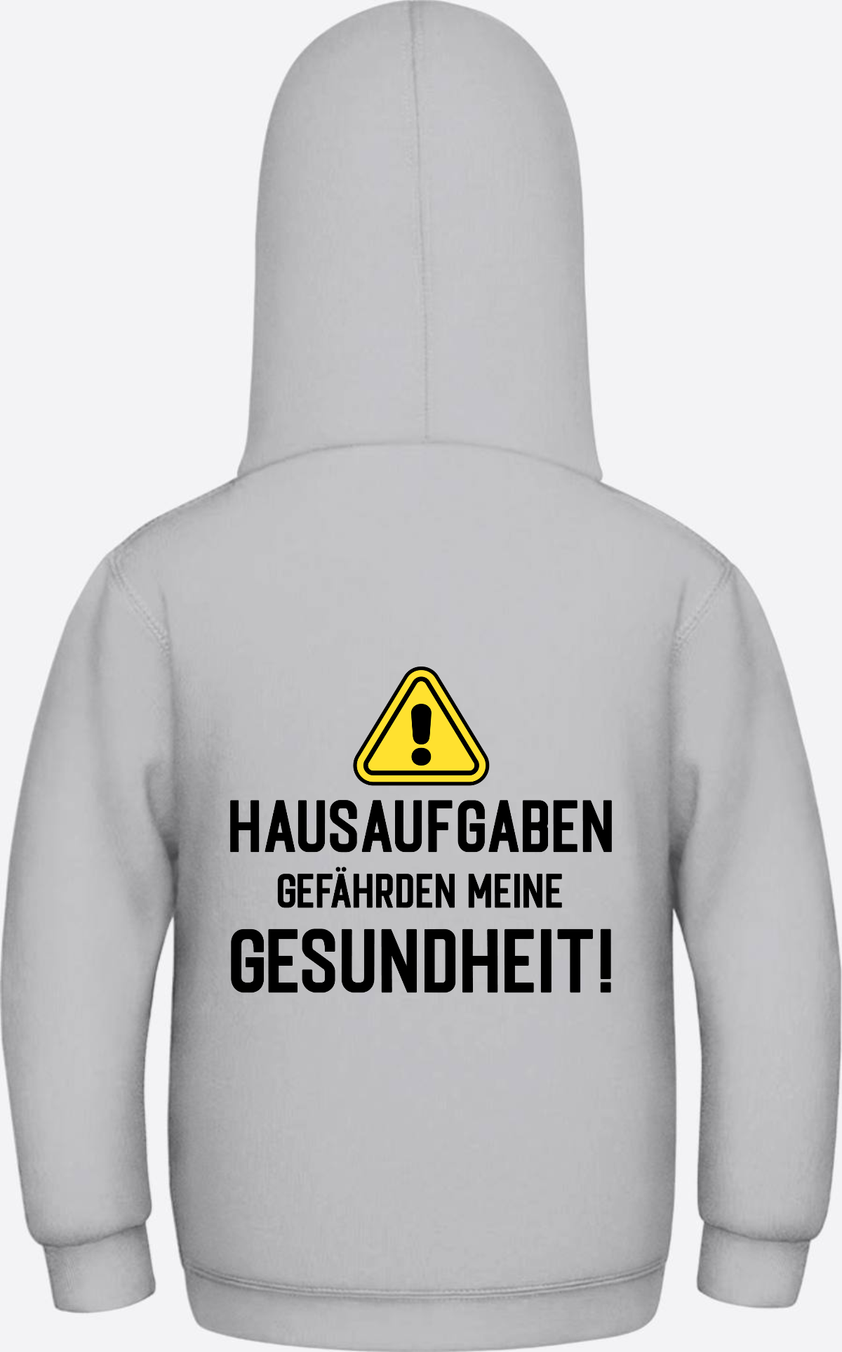 Kinder Hoodie Hausaufgaben Warnschild – Geschenk zur Einschulung - Heather Grey