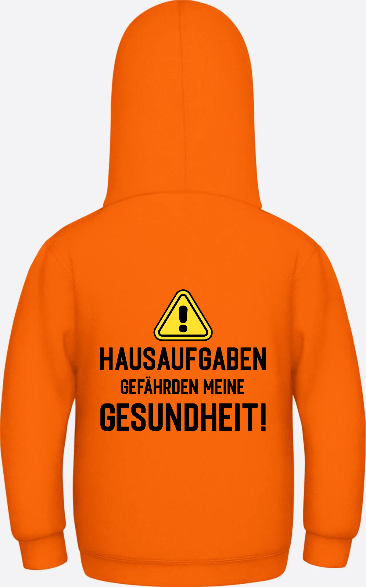 Kinder Hoodie Hausaufgaben Warnschild – Geschenk zur Einschulung - Orange Crush