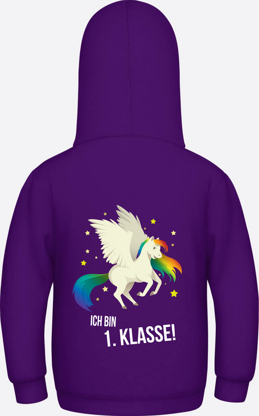 Kinder Hoodie 'Ich bin 1. Klasse' – Geschenk zur Einschulung - Purple