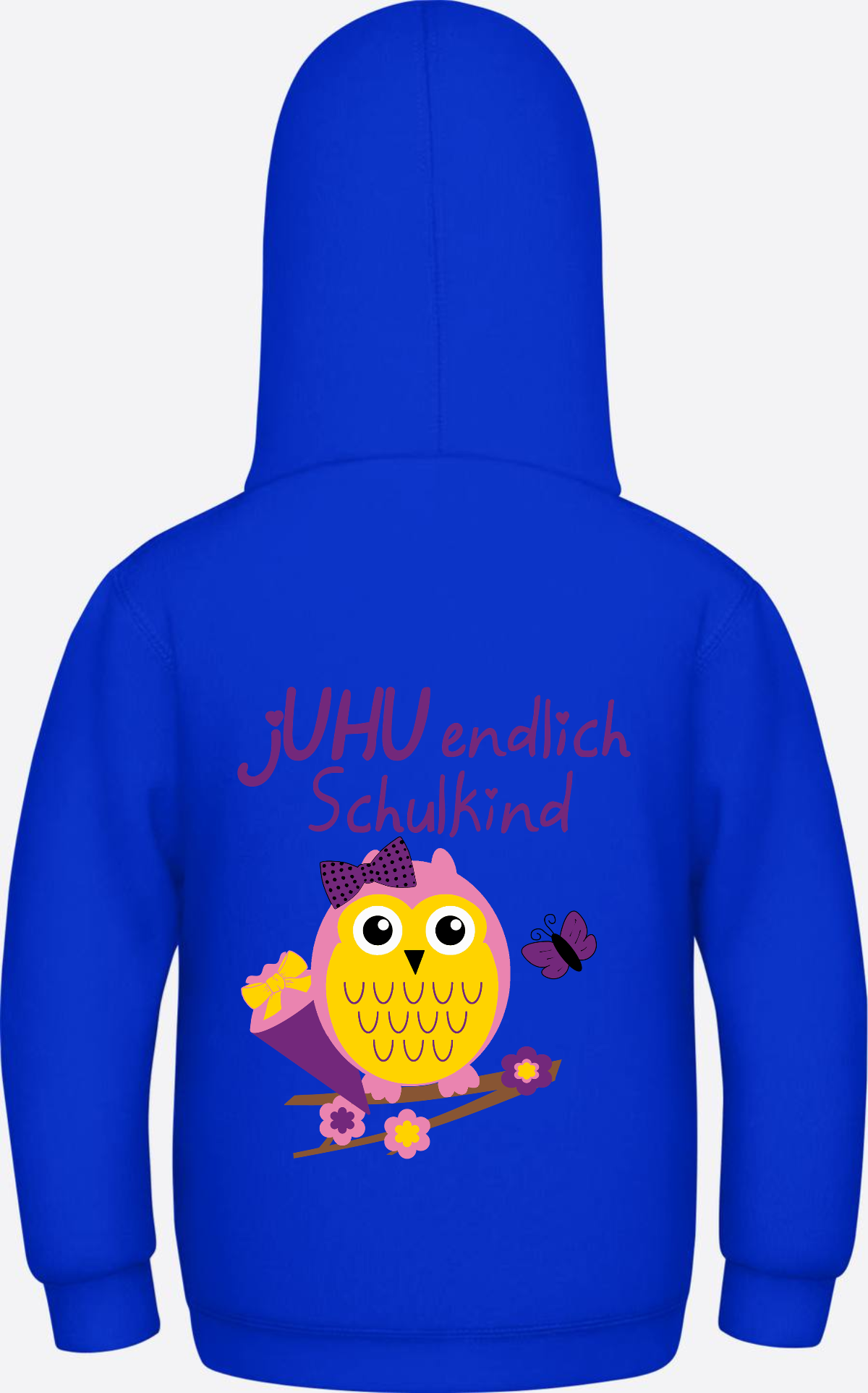 Kinder Hoodie: Juhu endlich Schulkind Eule personalisiert - Bright Royal