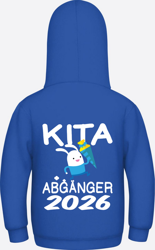 Kinder Hoodie Kita Abgänger 2026 – Hase mit Schultüte - Royal Blue