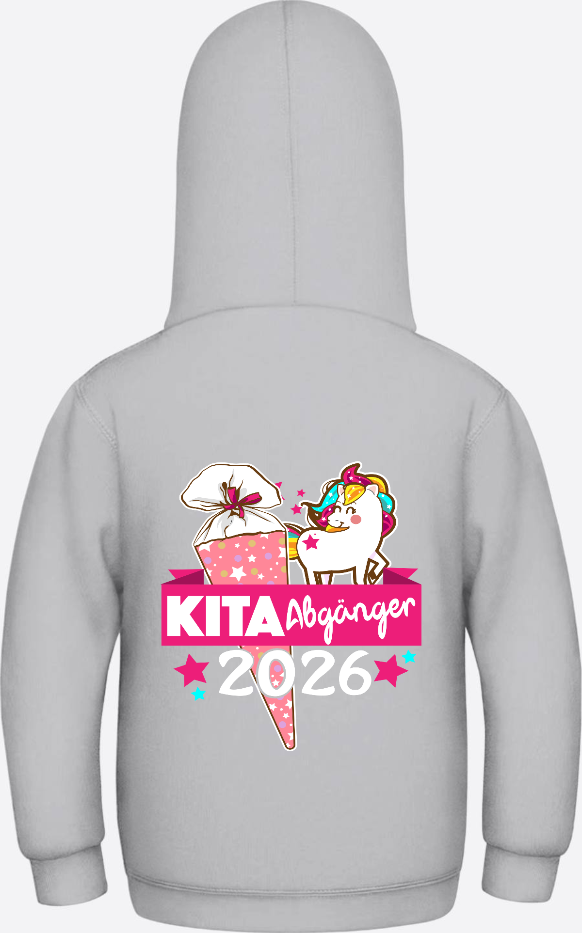 Kinder Hoodie Kita Abgänger 2026 – Personalisiert mit Name - Heather Grey
