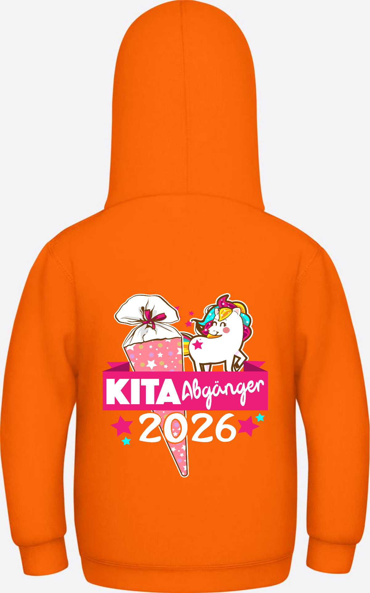 Kinder Hoodie Kita Abgänger 2026 – Personalisiert mit Name - Orange Crush