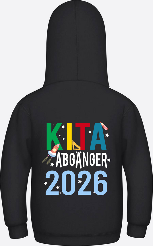 Kinder Hoodie Kita Abgänger 2026 - Personalisiert mit Namen - Jet Black
