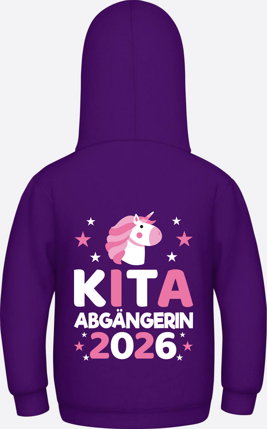 Kinder Hoodie Kita Abgängerin 2026 Einhorn mit Name - Purple