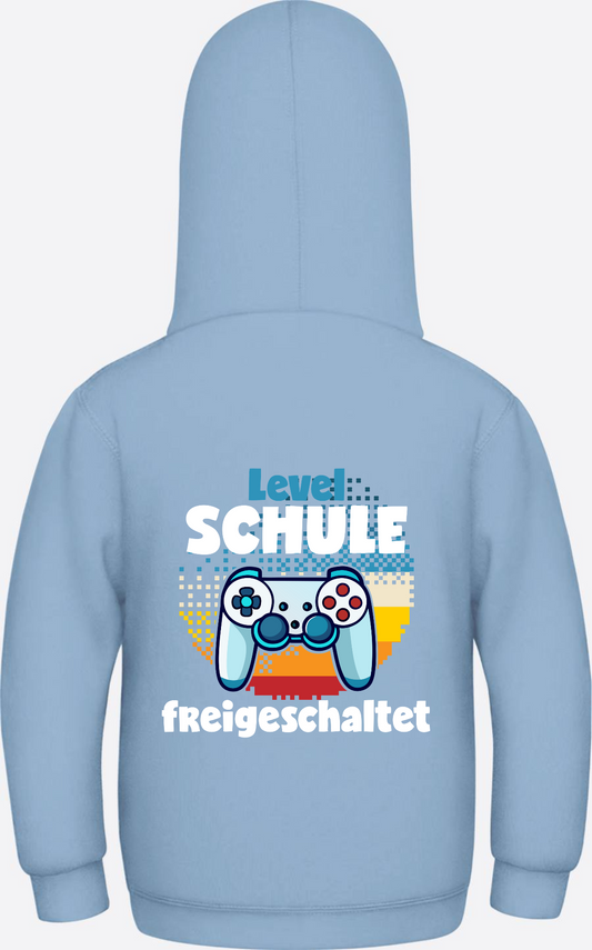 Kinder Hoodie: Level Schule freigeschaltet – Einschulungsgeschenk - Sky Blue