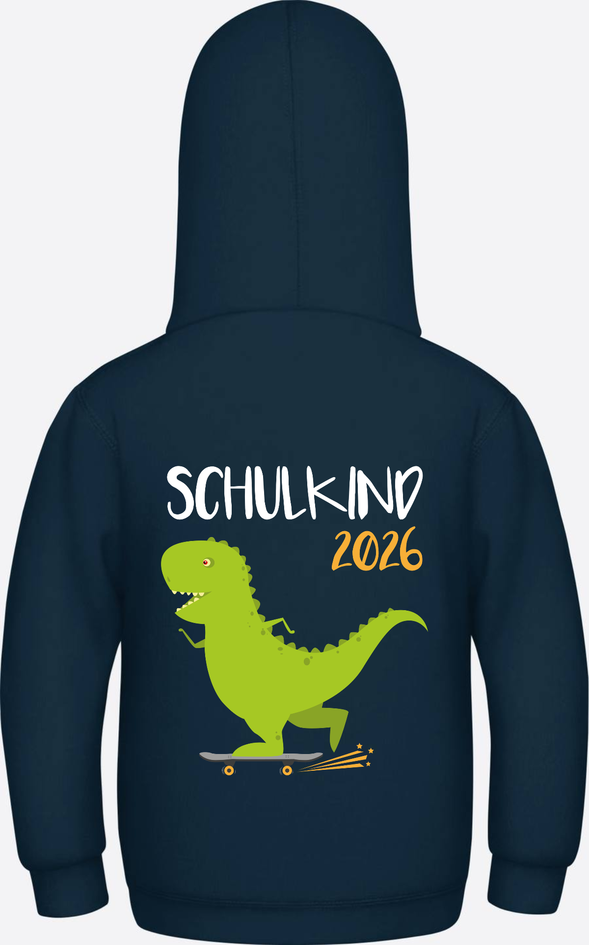 Kinder Hoodie Schulkind 2025 – Dino mit Skateboard - New French Navy