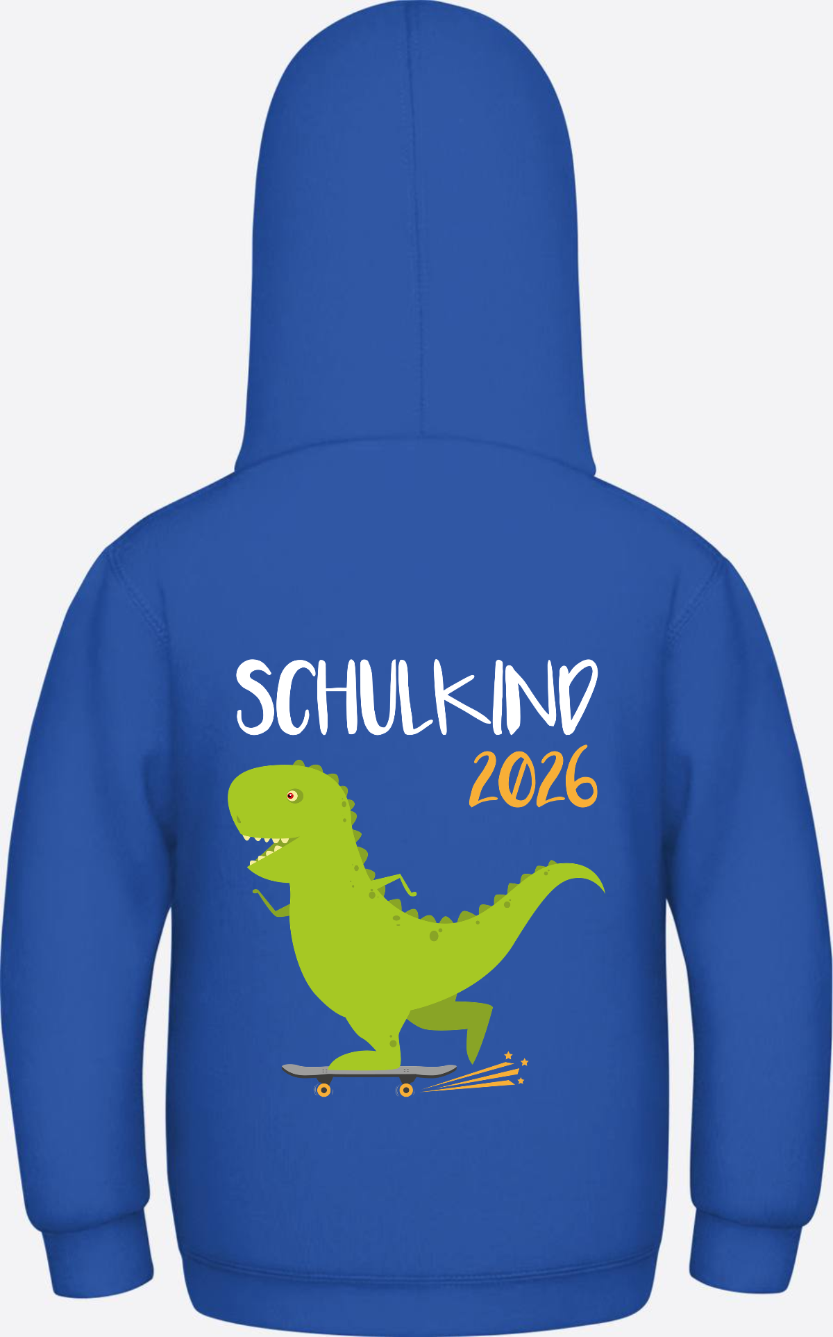 Kinder Hoodie Schulkind 2025 – Dino mit Skateboard - Royal Blue