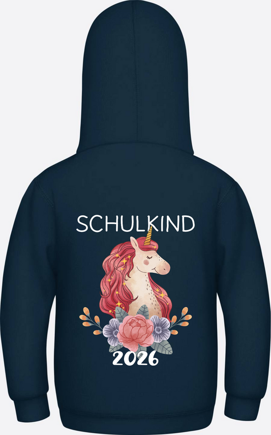 Kinder Hoodie Schulkind 2026 Einhorn – Personalisiert - New French Navy