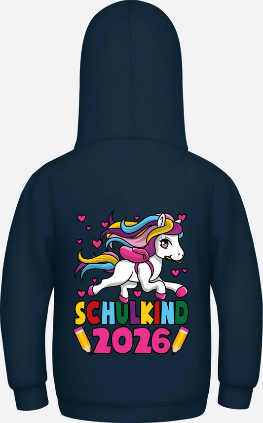 Kinder Hoodie Schulkind 2026 Einhorn – Personalisiert - New French Navy