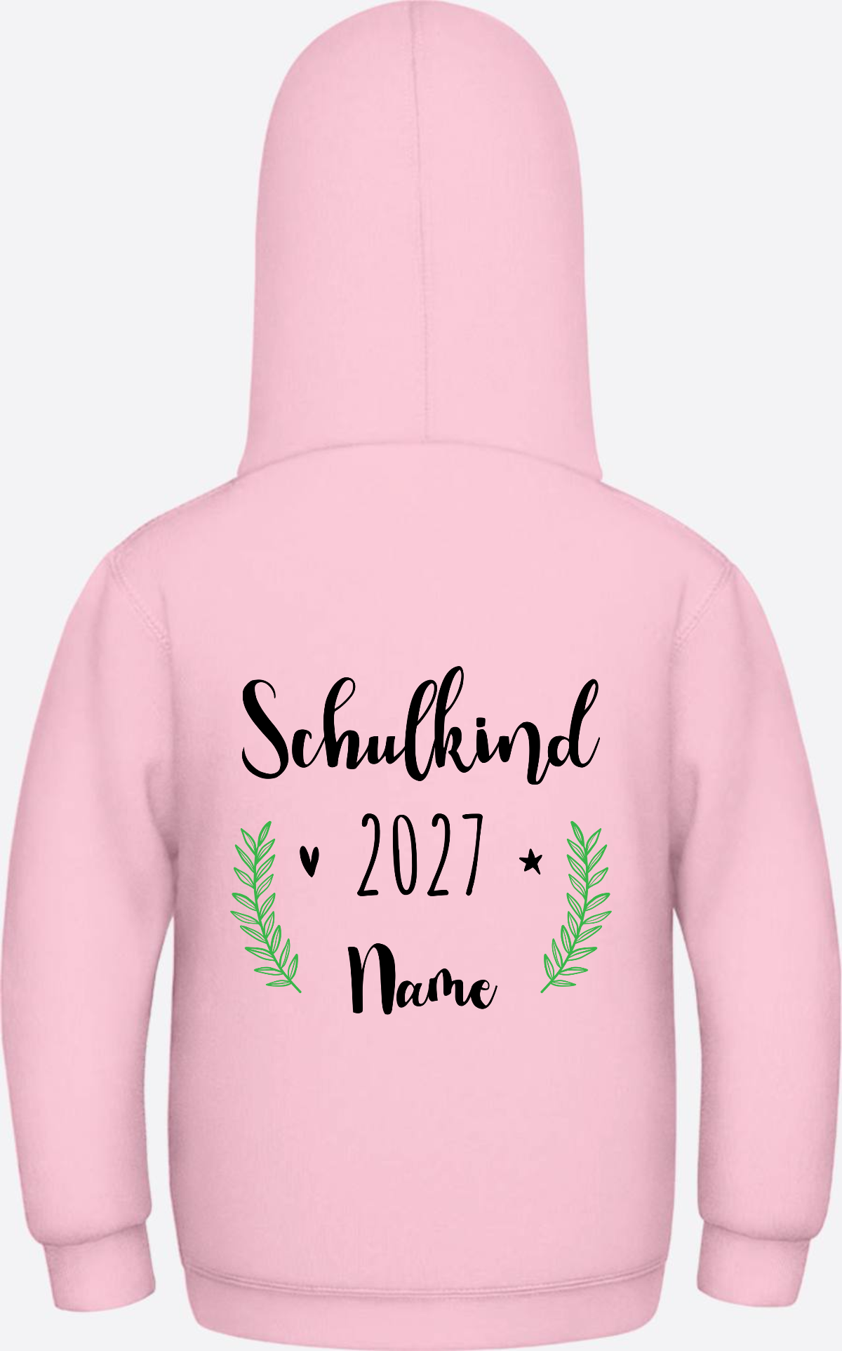 Kinder Hoodie Schulkind mit Name - Personalisiertes Geschenk - Baby Pink