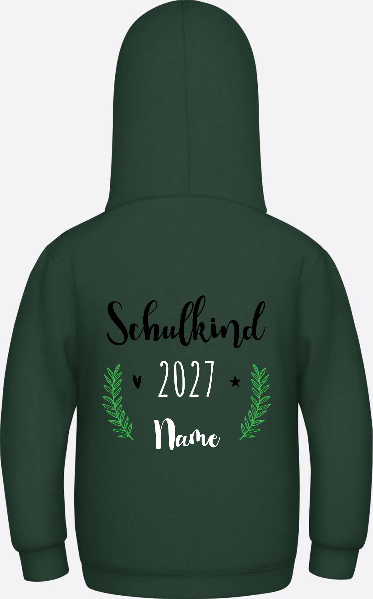 Kinder Hoodie Schulkind mit Name - Personalisiertes Geschenk - Bottle Green