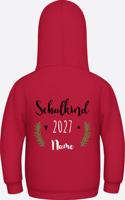 Kinder Hoodie Schulkind mit Name - Personalisiertes Geschenk - Fire Red