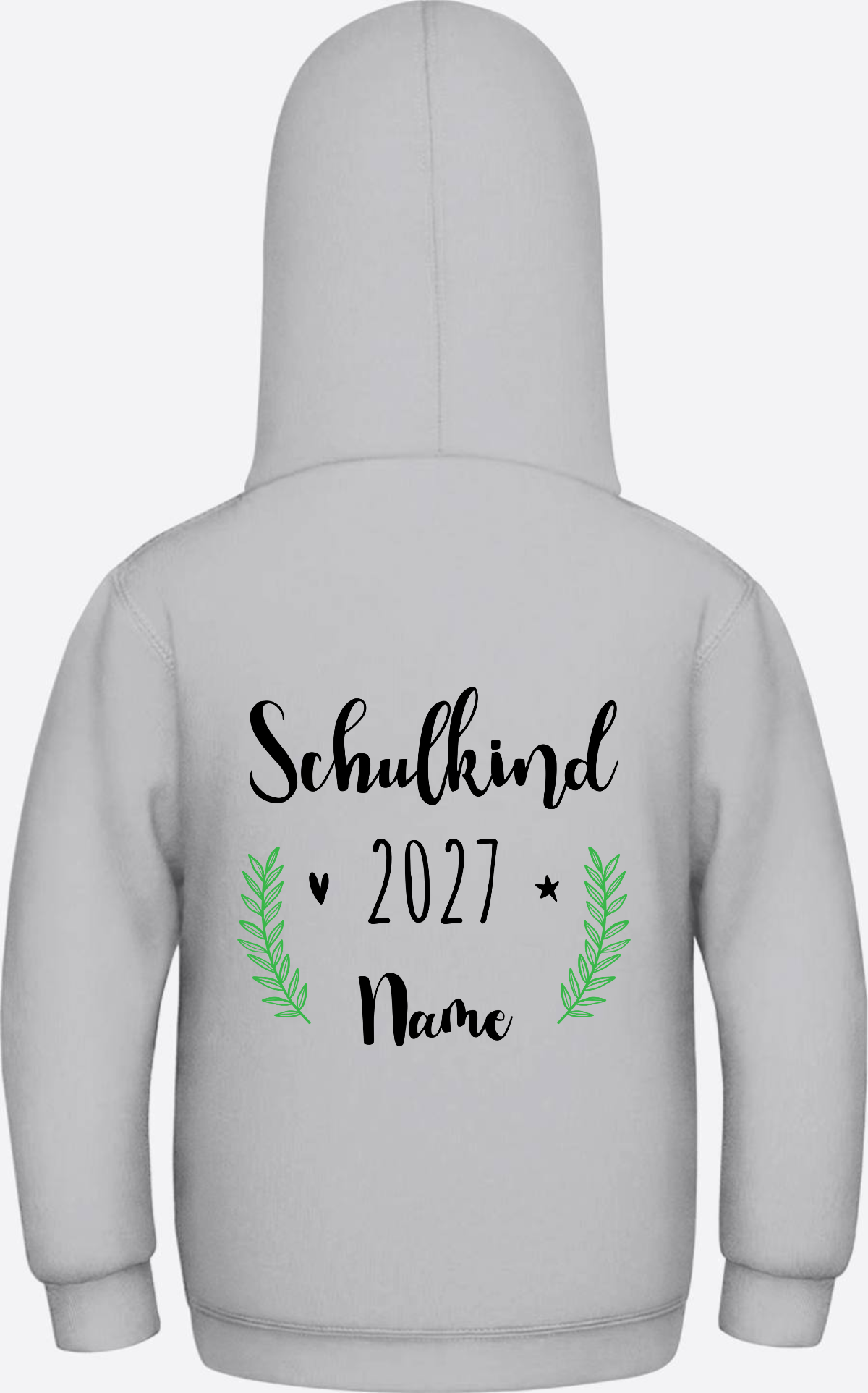Kinder Hoodie Schulkind mit Name - Personalisiertes Geschenk - Heather Grey