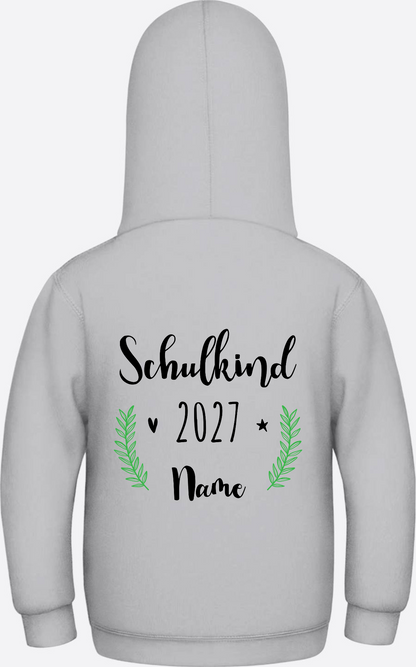 Kinder Hoodie Schulkind mit Name - Personalisiertes Geschenk - Heather Grey