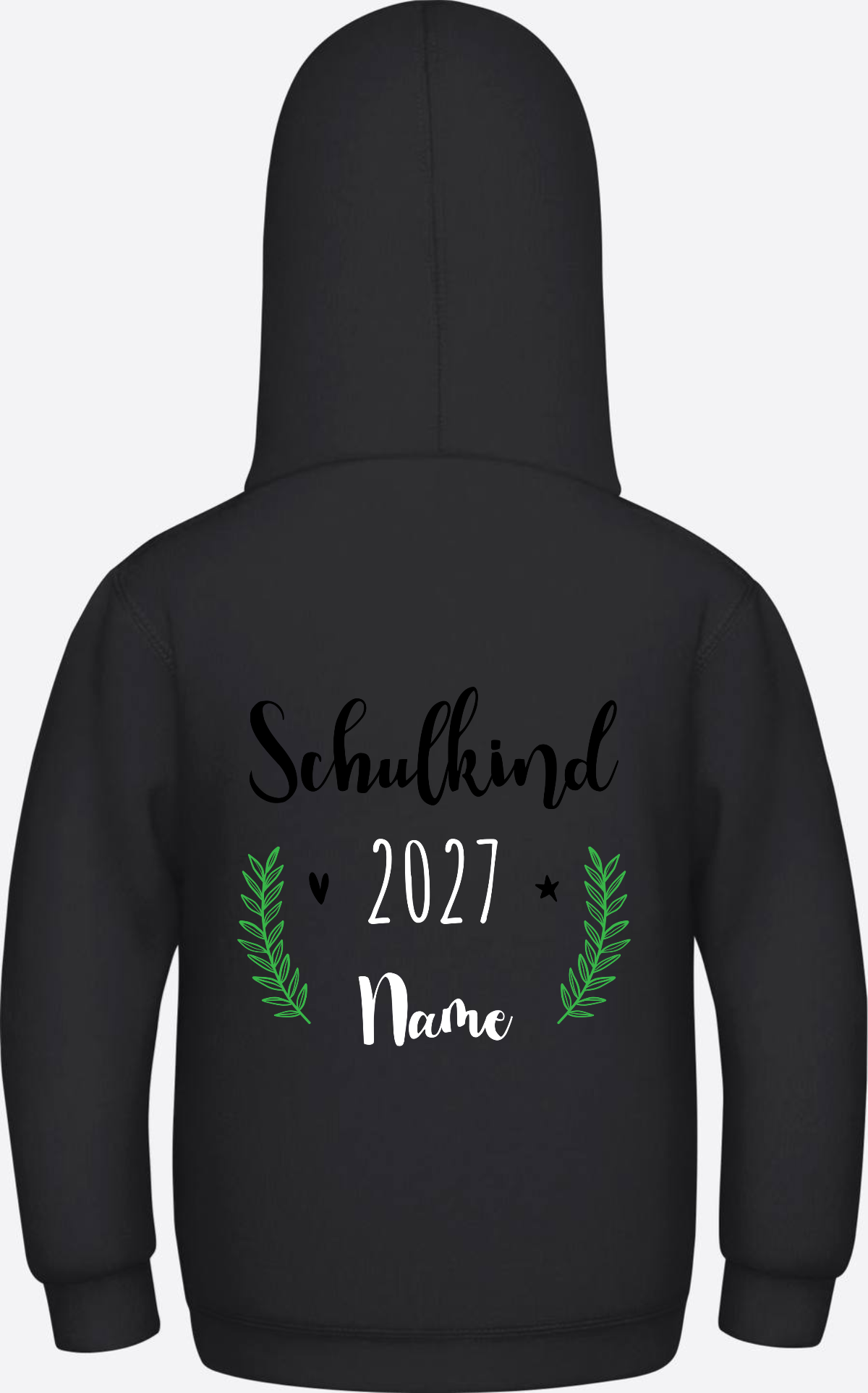 Kinder Hoodie Schulkind mit Name - Personalisiertes Geschenk - Jet Black