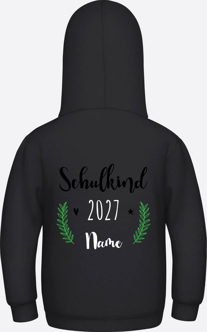 Kinder Hoodie Schulkind mit Name - Personalisiertes Geschenk - Jet Black