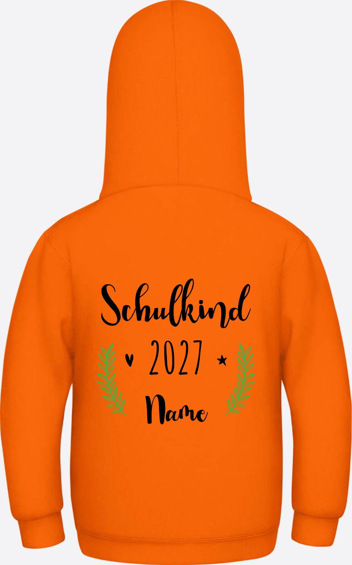 Kinder Hoodie Schulkind mit Name - Personalisiertes Geschenk - Orange Crush