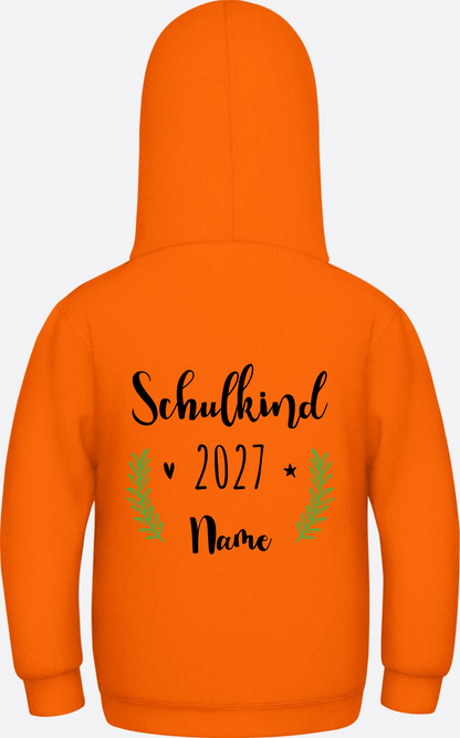 Kinder Hoodie Schulkind mit Name - Personalisiertes Geschenk - Orange Crush