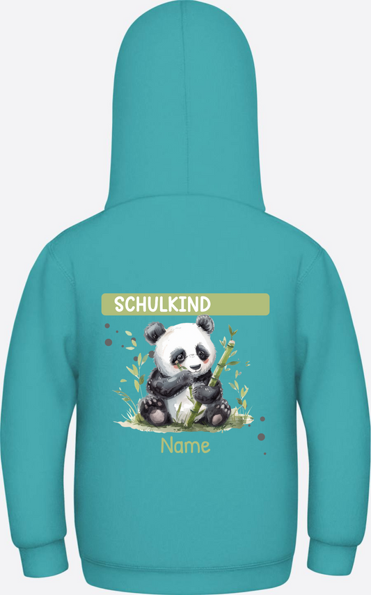 Kinder Hoodie Schulkind mit Panda – Personalisiert mit Name - Hawaiian Blue