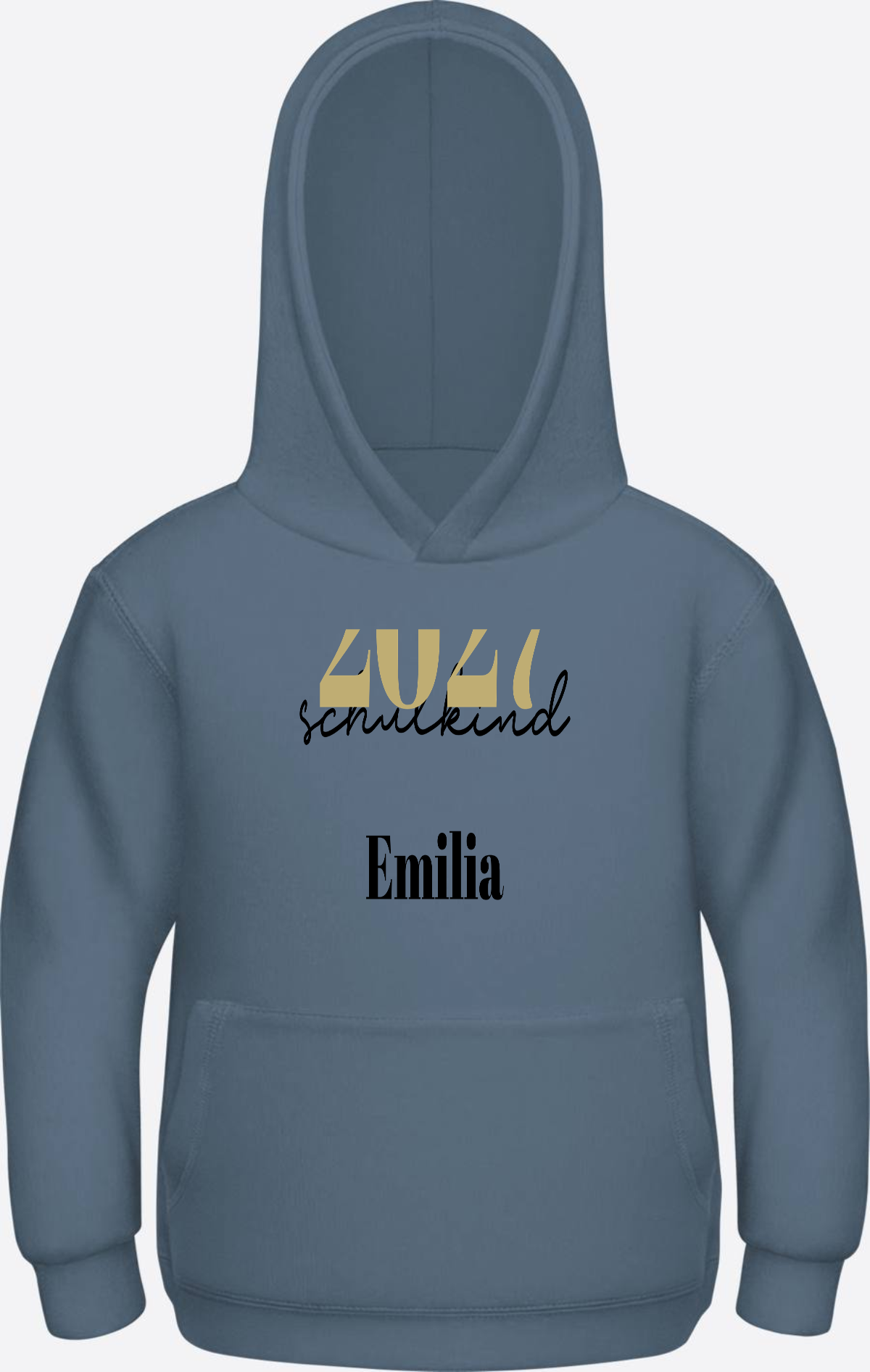 Kinder Hoodie Schulkind – Schreibschrift personalisiert - Airforce Blue Herzseite