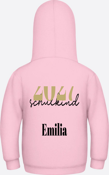 Kinder Hoodie Schulkind – Schreibschrift personalisiert - Baby Pink
