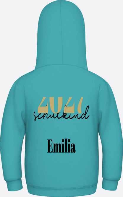 Kinder Hoodie Schulkind – Schreibschrift personalisiert - Hawaiian Blue