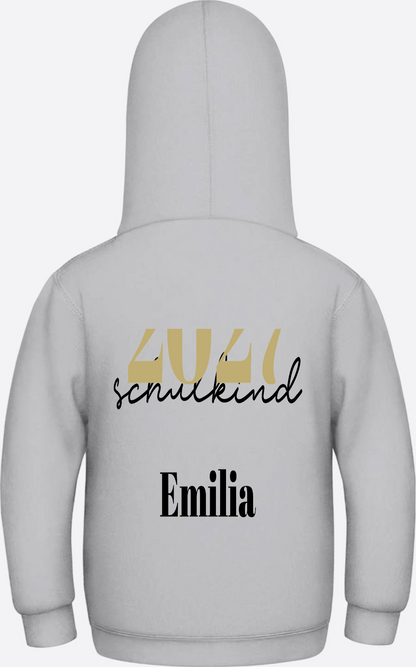 Kinder Hoodie Schulkind – Schreibschrift personalisiert - Heather Grey