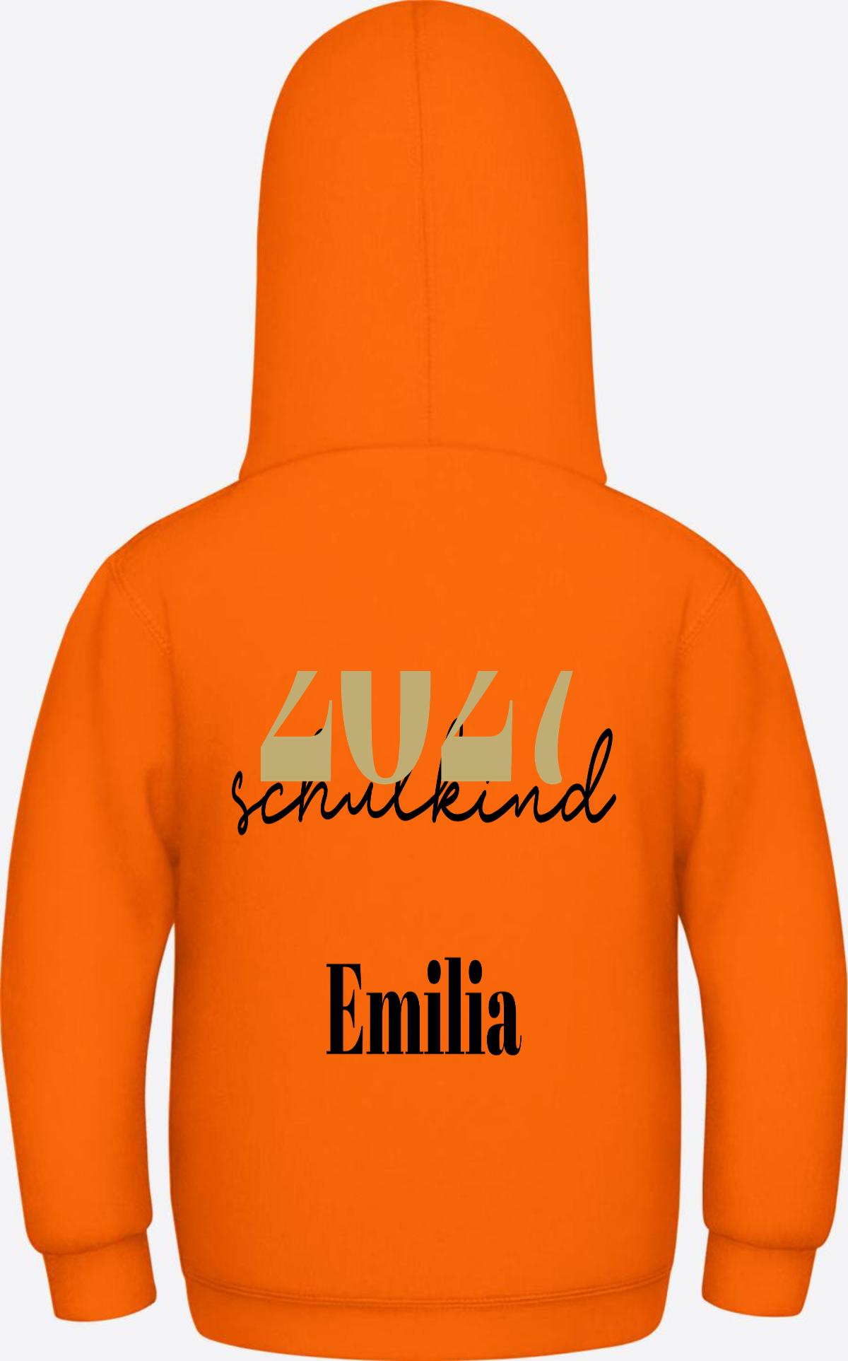 Kinder Hoodie Schulkind – Schreibschrift personalisiert - Orange Crush
