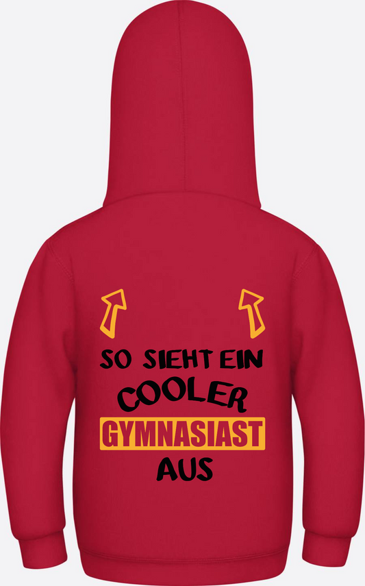 Kinder Hoodie: So sieht ein cooler Gymnasiast aus – mit Name - Fire Red