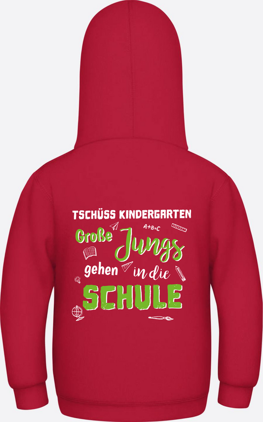 Kinder Hoodie: Tschüss Kindergarten – Große Jungs Schule - Fire Red