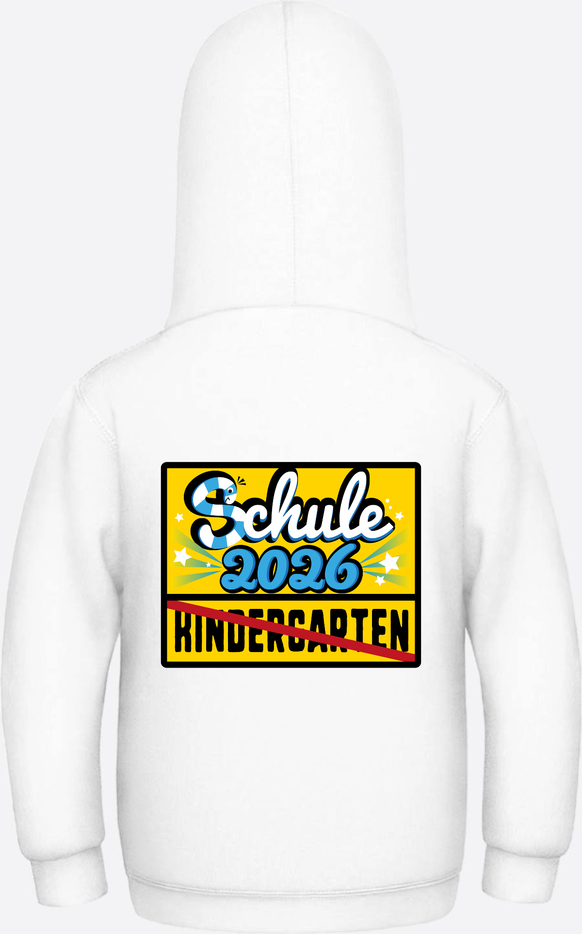 Kinder Hoodie zur Einschulung 2026 – Ortsschild mit Name - Arctic White