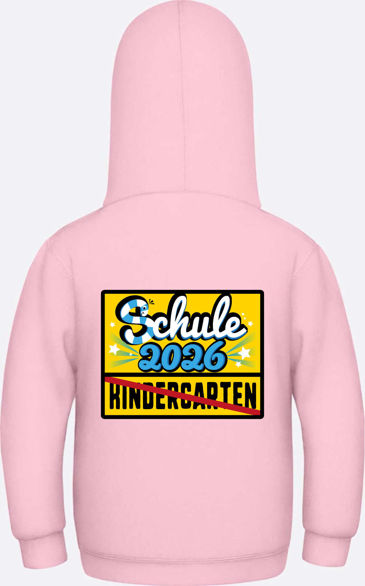 Kinder Hoodie zur Einschulung 2026 – Ortsschild mit Name - Baby Pink