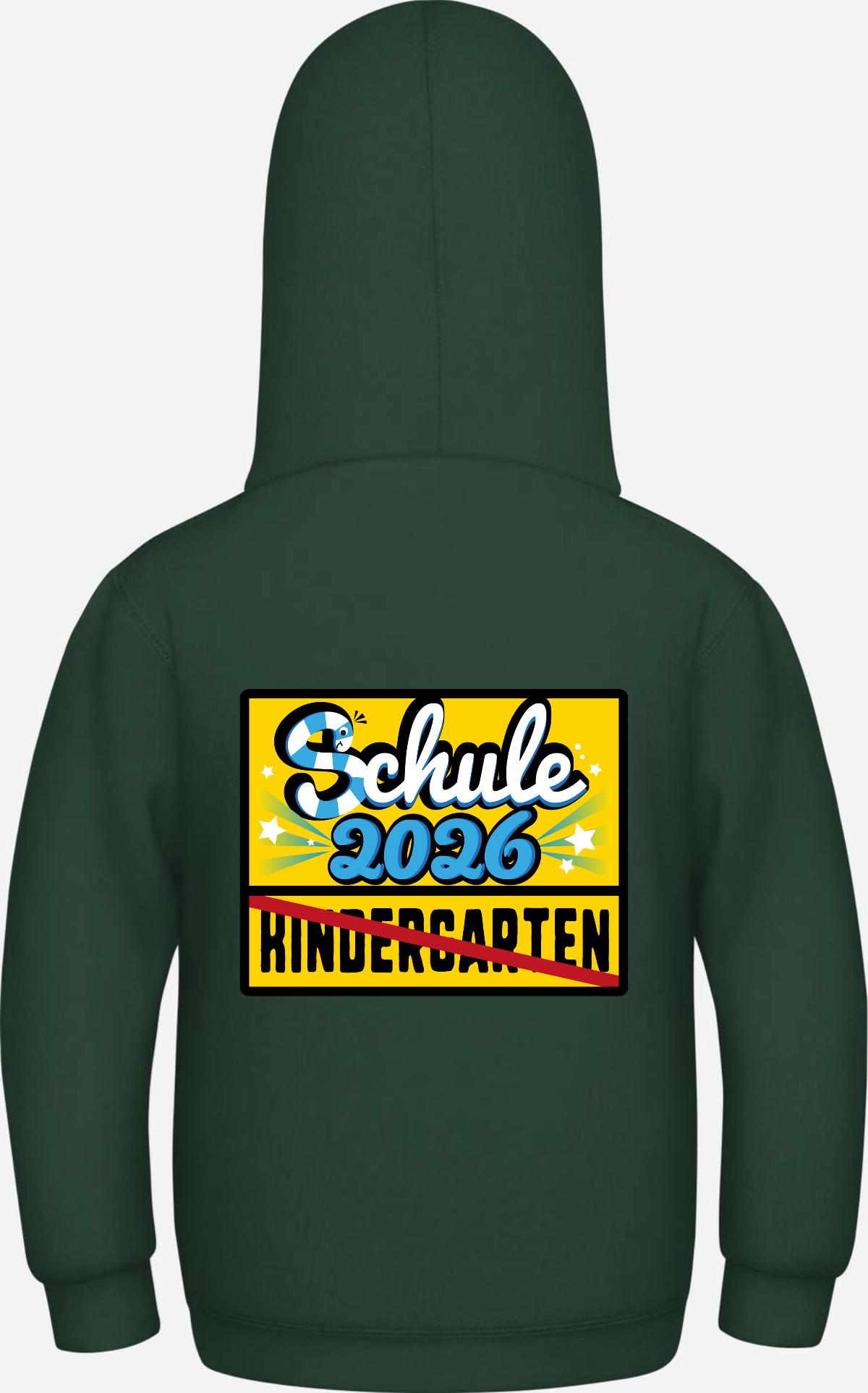 Kinder Hoodie zur Einschulung 2026 – Ortsschild mit Name - Bottle Green