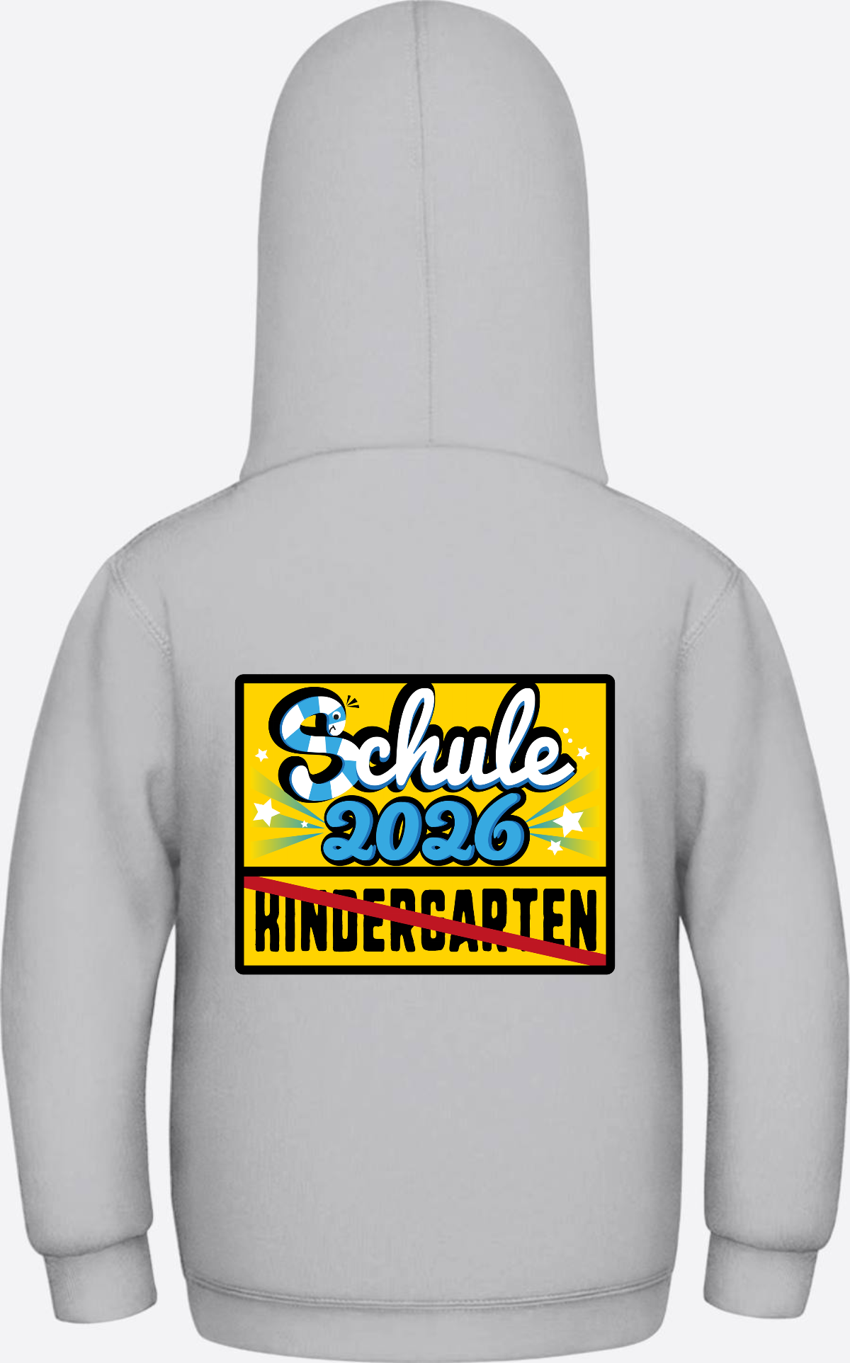 Kinder Hoodie zur Einschulung 2026 – Ortsschild mit Name - Heather Grey