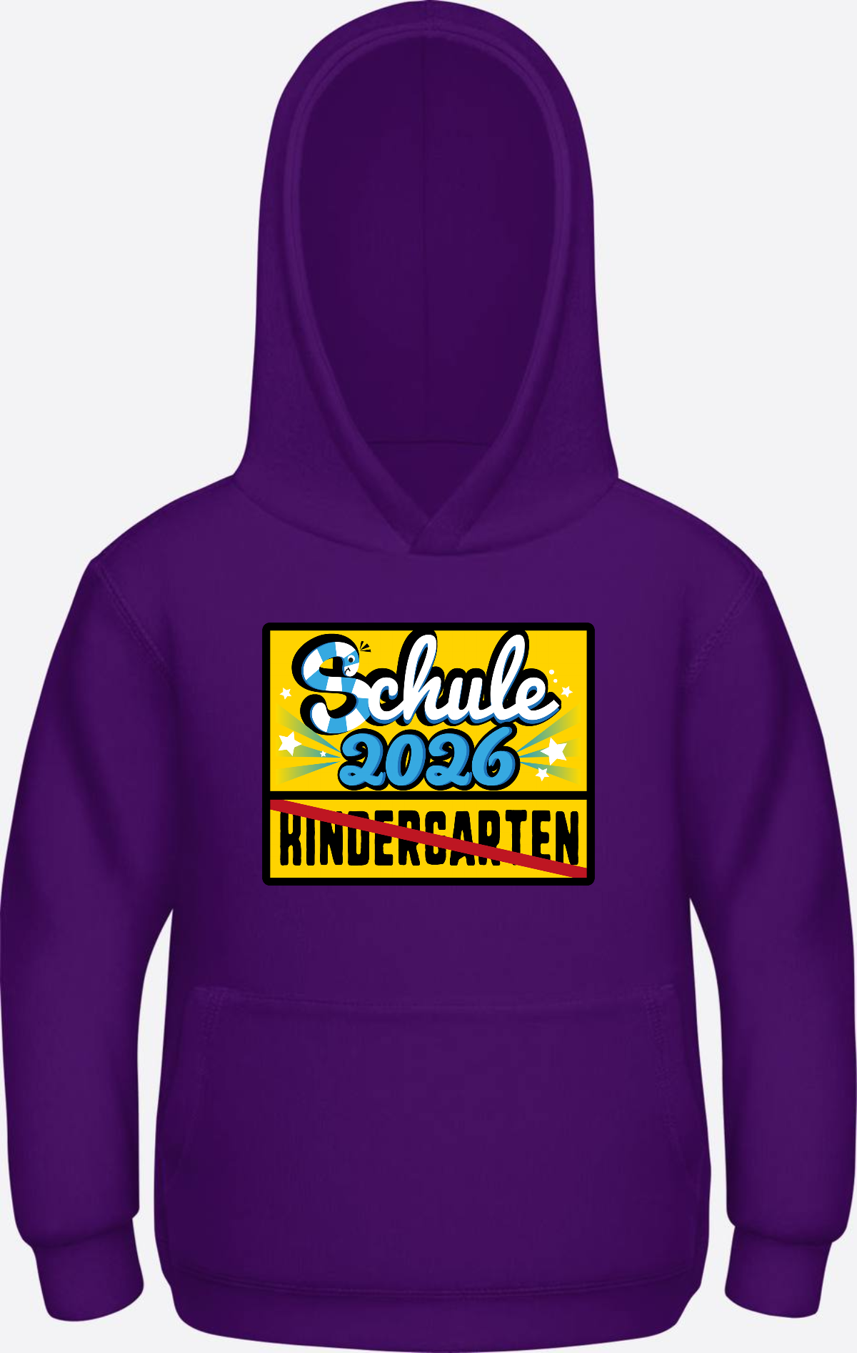 Kinder Hoodie zur Einschulung 2026 – Ortsschild mit Name - Purple Herzseite
