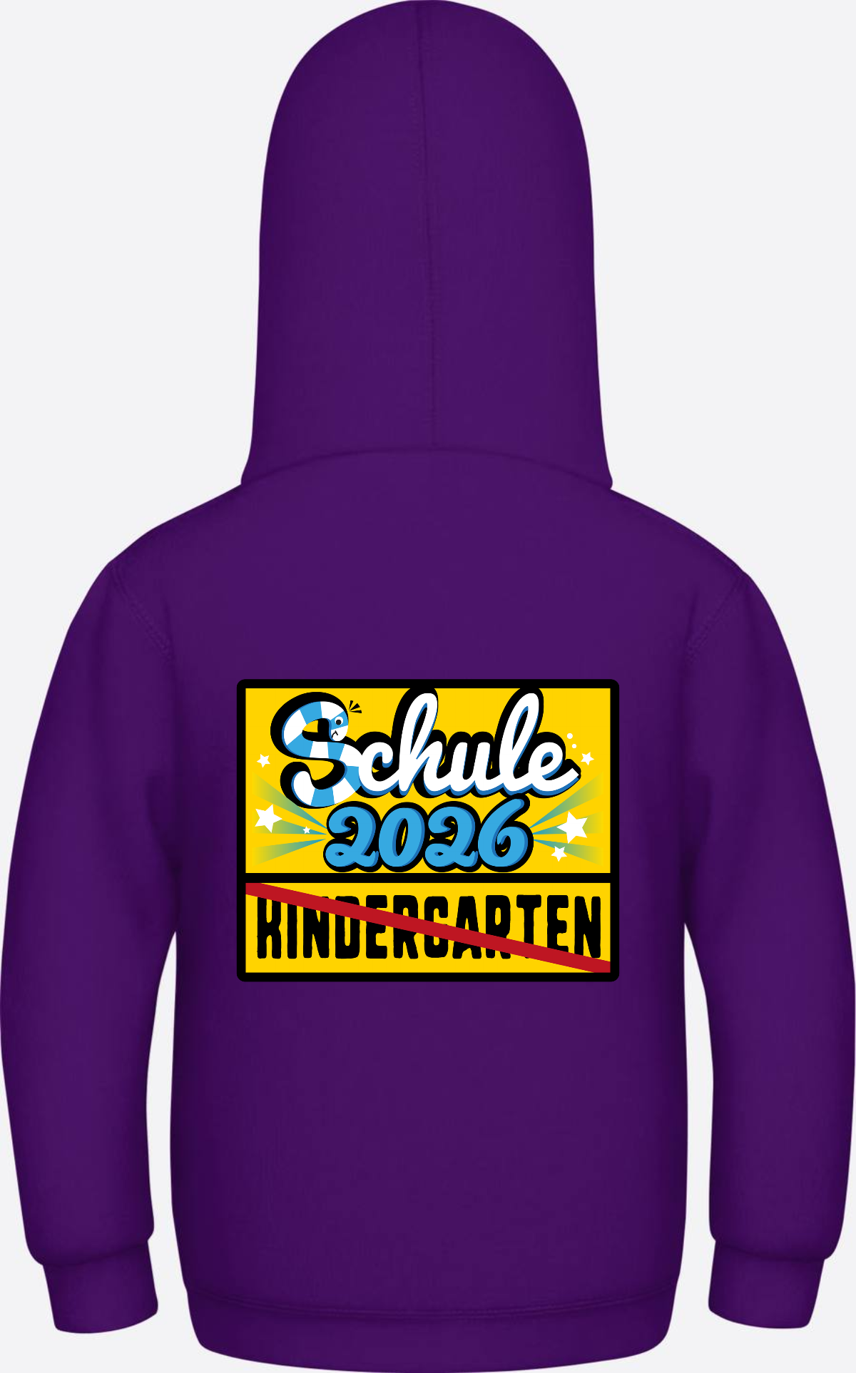 Kinder Hoodie zur Einschulung 2026 – Ortsschild mit Name - Purple