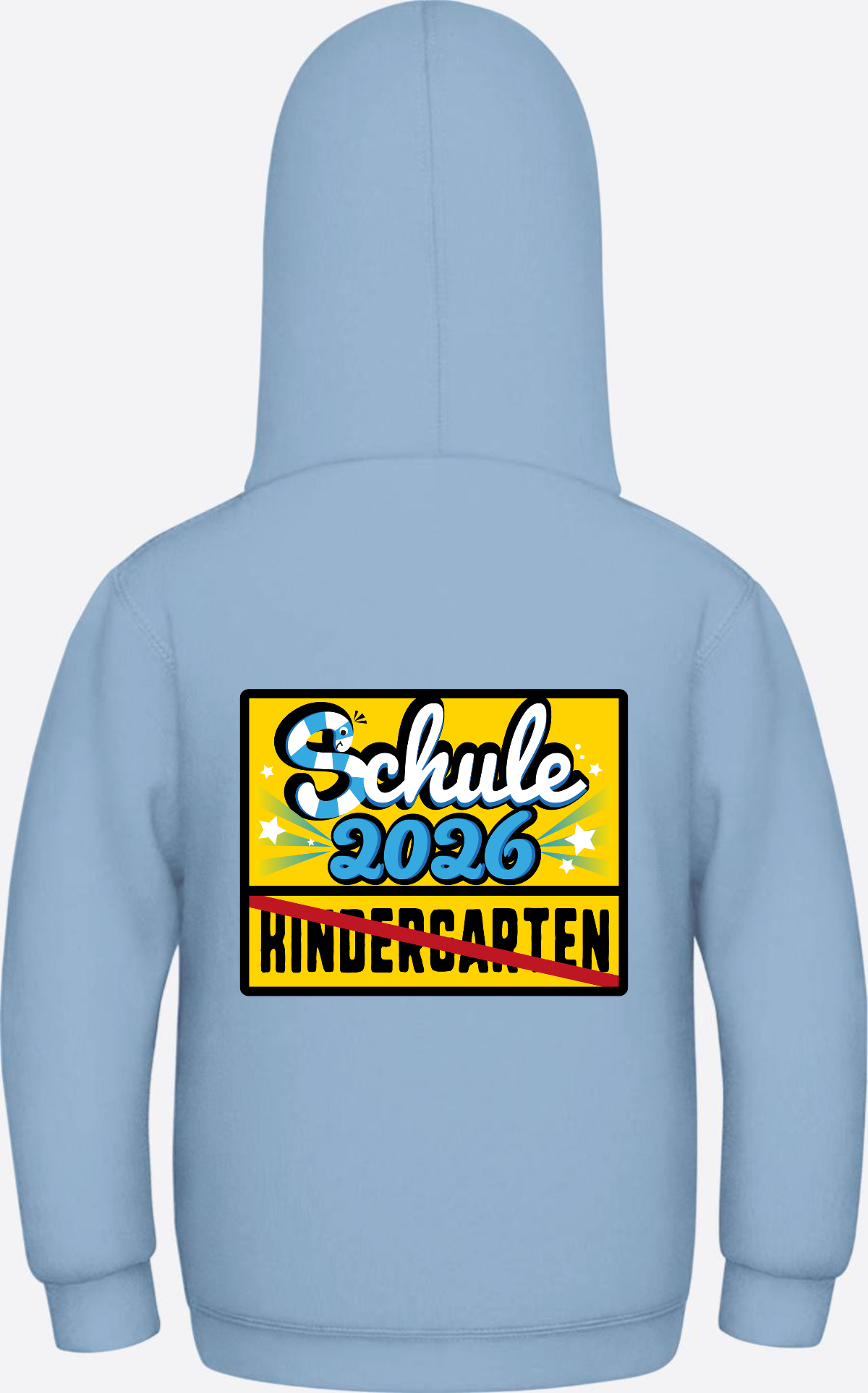 Kinder Hoodie zur Einschulung 2026 – Ortsschild mit Name - Sky Blue