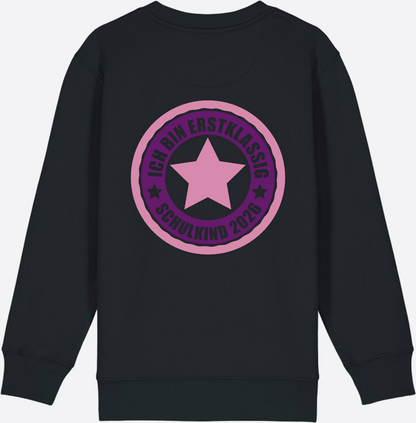 Kinder Sweatshirt Einschulung 2026 – Ich bin erstklassig Rosa - Black