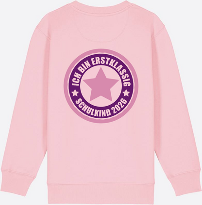 Kinder Sweatshirt Einschulung 2026 – Ich bin erstklassig Rosa - Cotton Pink